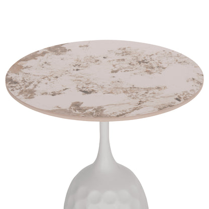 COFFEE TABLE LONGSTEM HM18317.01 WHITE METAL BASE--SINTERED STONE TOP IN CALACATA GOLD Φ50