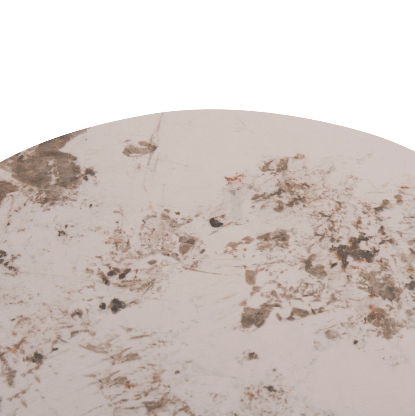 COFFEE TABLE LONGSTEM HM18317.01 WHITE METAL BASE--SINTERED STONE TOP IN CALACATA GOLD Φ50