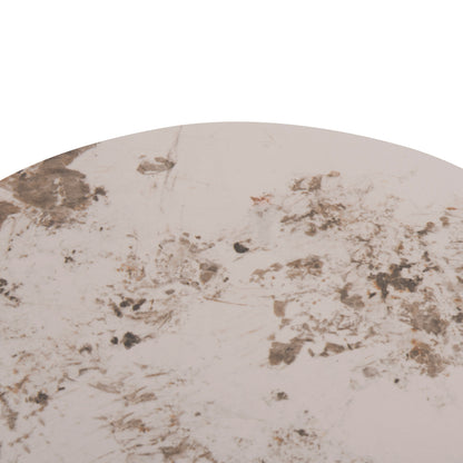 COFFEE TABLE LONGSTEM HM18317.01 WHITE METAL BASE--SINTERED STONE TOP IN CALACATA GOLD Φ50