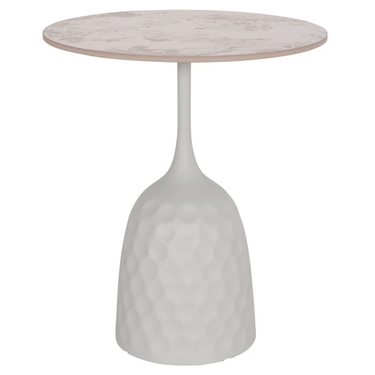 COFFEE TABLE LONGSTEM HM18317.01 WHITE METAL BASE--SINTERED STONE TOP IN CALACATA GOLD Φ50