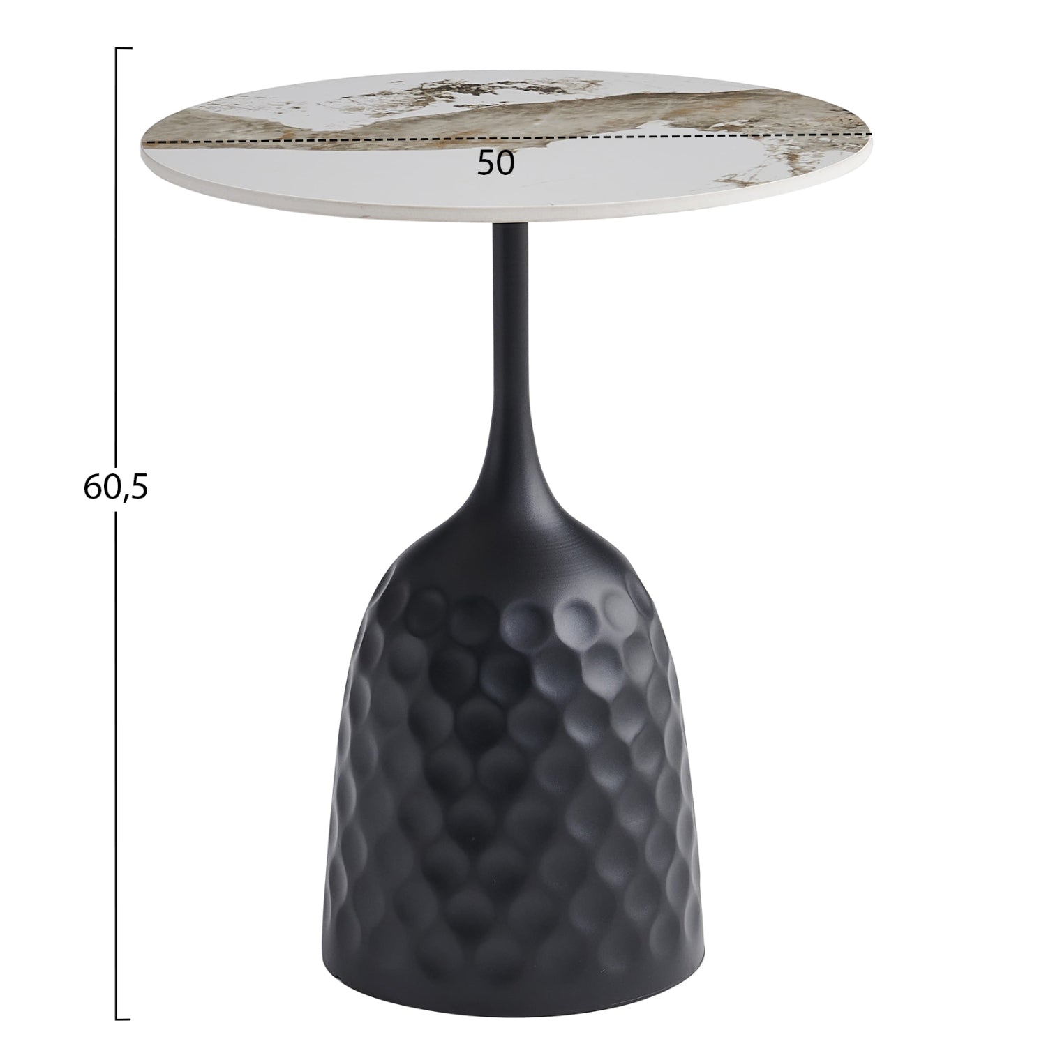 COFFEE TABLE LONGSTEM HM18317.02 BLACK METAL BASE--SINTERED STONE TOP IN PANDORA COLOR Φ50