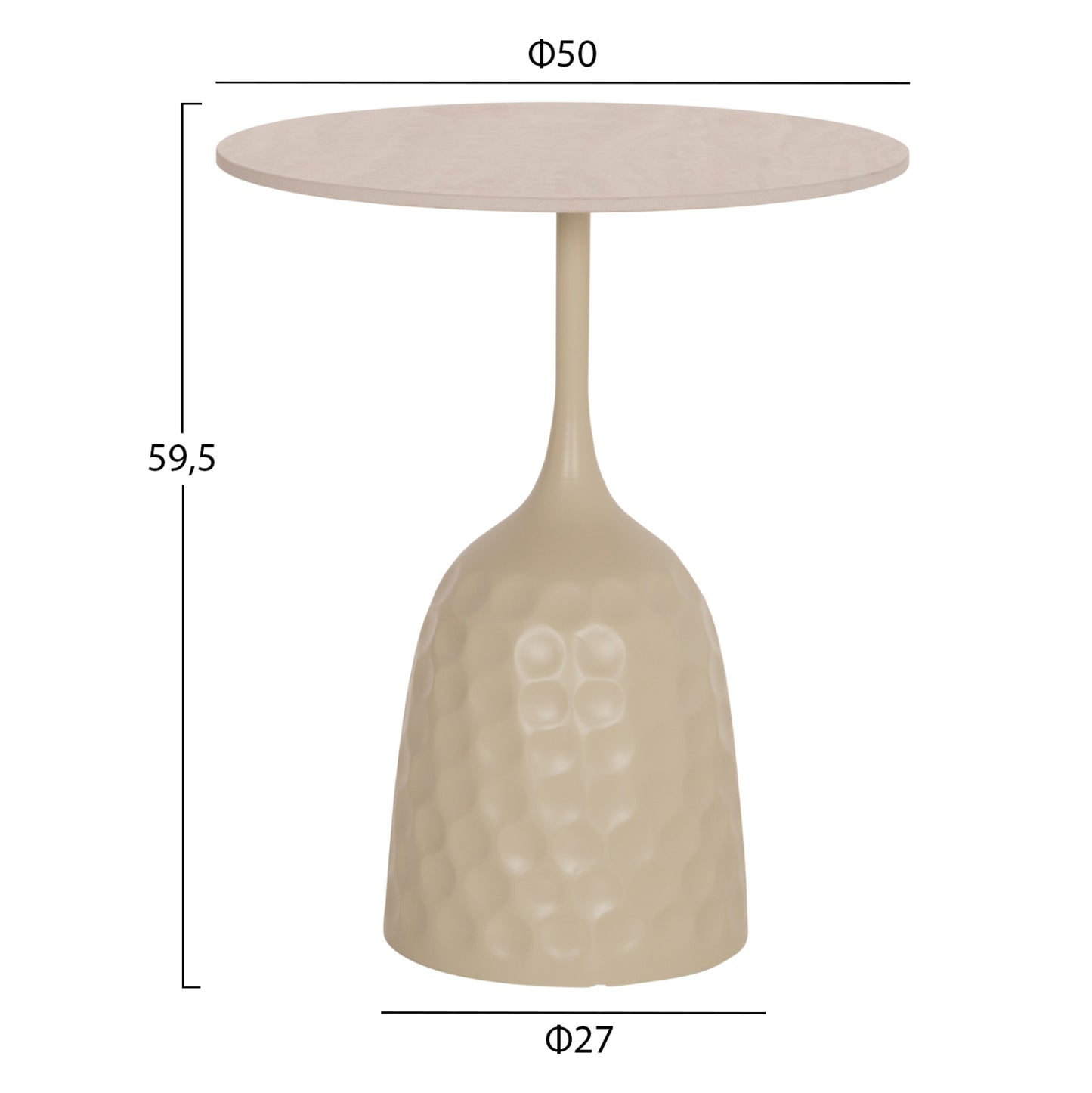 COFFEE TABLE LONGSTEM HM18317.04 METAL BASE IN CHAMPAGNE COLOR--CERAMIC TOP IN TRAVERTINE STONE Φ50