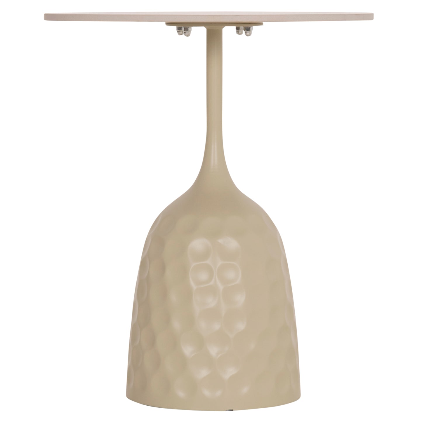 COFFEE TABLE LONGSTEM HM18317.04 METAL BASE IN CHAMPAGNE COLOR--CERAMIC TOP IN TRAVERTINE STONE Φ50