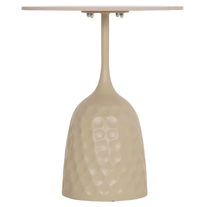 COFFEE TABLE LONGSTEM HM18317.04 METAL BASE IN CHAMPAGNE COLOR--CERAMIC TOP IN TRAVERTINE STONE Φ50