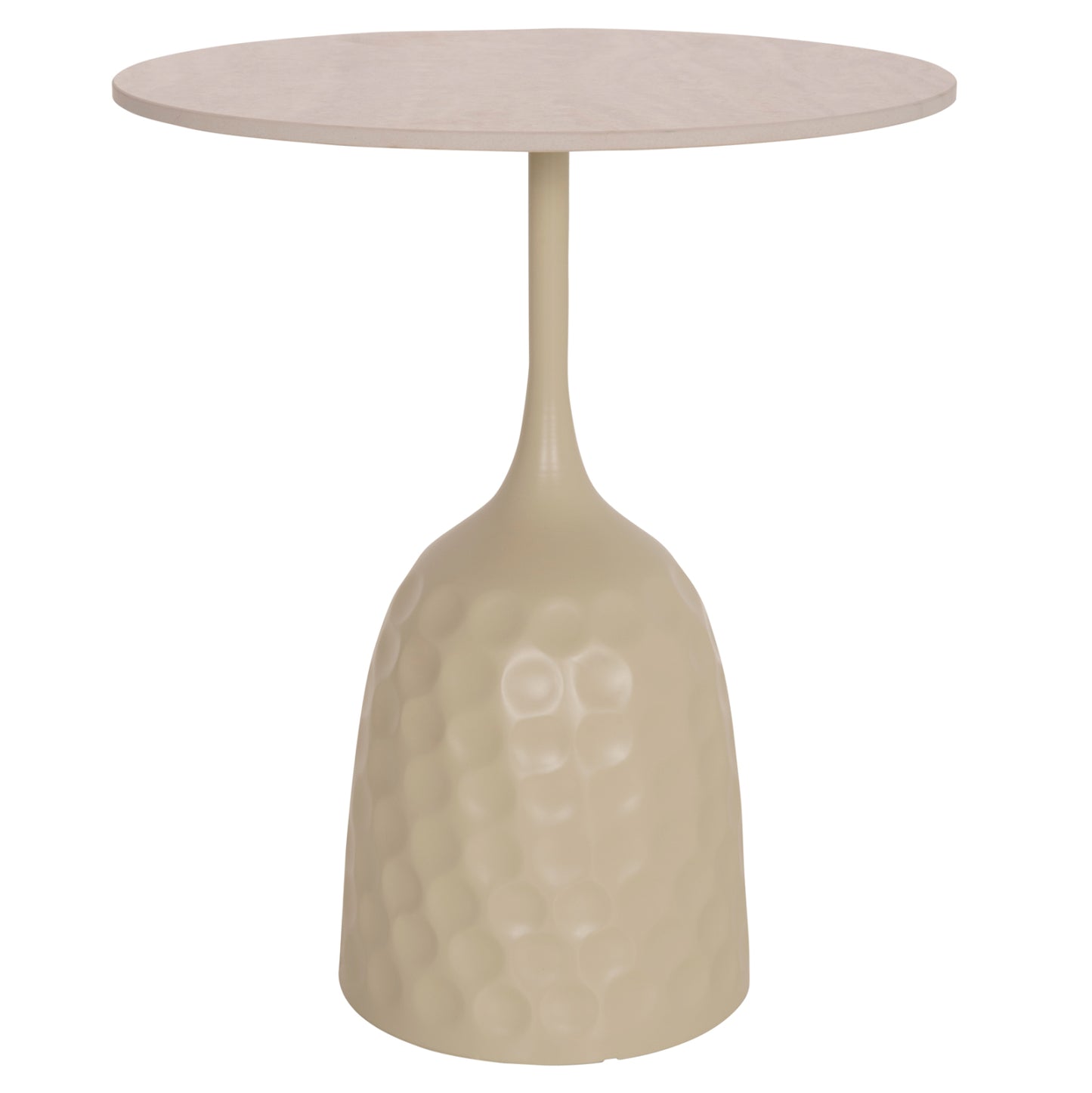 COFFEE TABLE LONGSTEM HM18317.04 METAL BASE IN CHAMPAGNE COLOR--CERAMIC TOP IN TRAVERTINE STONE Φ50