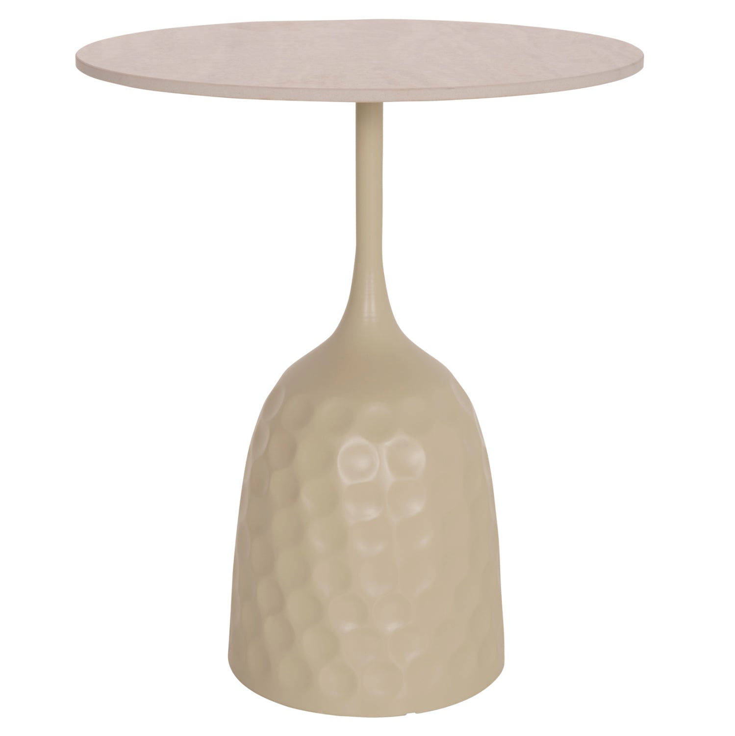 COFFEE TABLE LONGSTEM HM18317.04 METAL BASE IN CHAMPAGNE COLOR--CERAMIC TOP IN TRAVERTINE STONE Φ50