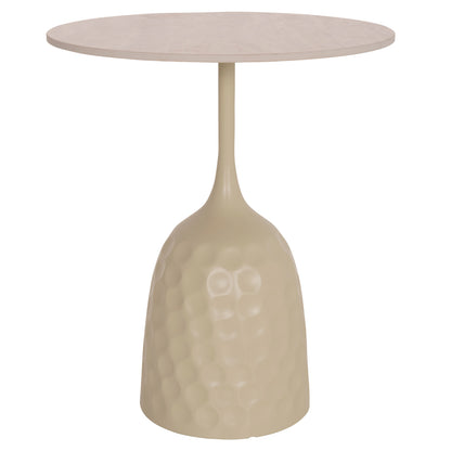 COFFEE TABLE LONGSTEM HM18317.04 METAL BASE IN CHAMPAGNE COLOR--CERAMIC TOP IN TRAVERTINE STONE Φ50