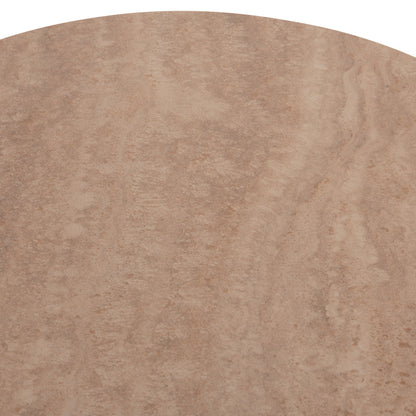 COFFEE TABLE LONGSTEM HM18317.04 METAL BASE IN CHAMPAGNE COLOR--CERAMIC TOP IN TRAVERTINE STONE Φ50