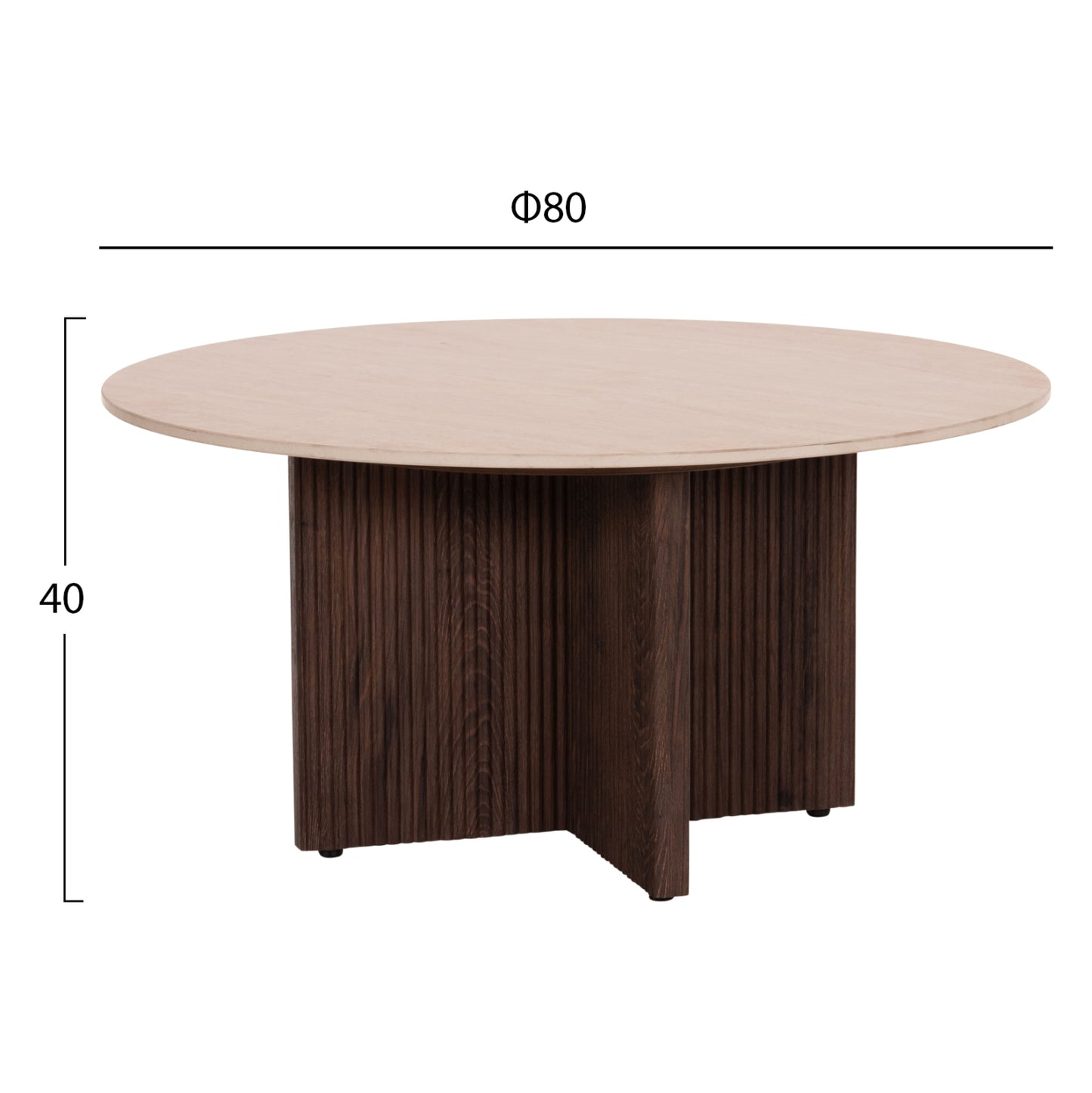 COFFEE TABLE SKY HM18329 CERAMIC TOP WITH TRAVERTINE STONE LOOK--MDF BASE Φ80x40H