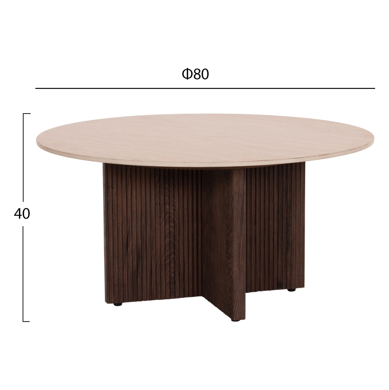 COFFEE TABLE SKY HM18329 CERAMIC TOP WITH TRAVERTINE STONE LOOK--MDF BASE Φ80x40H