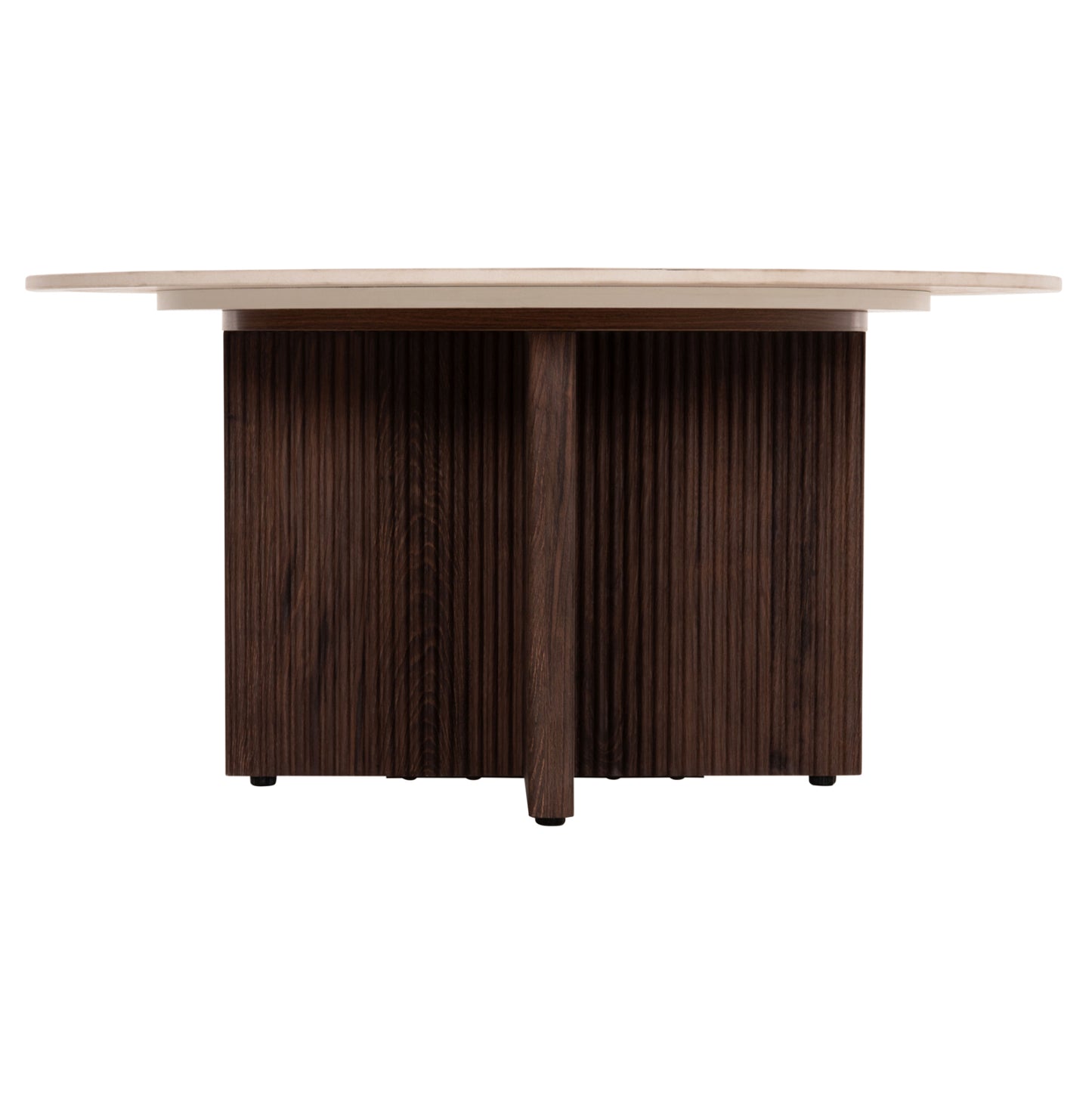 COFFEE TABLE SKY HM18329 CERAMIC TOP WITH TRAVERTINE STONE LOOK--MDF BASE Φ80x40H