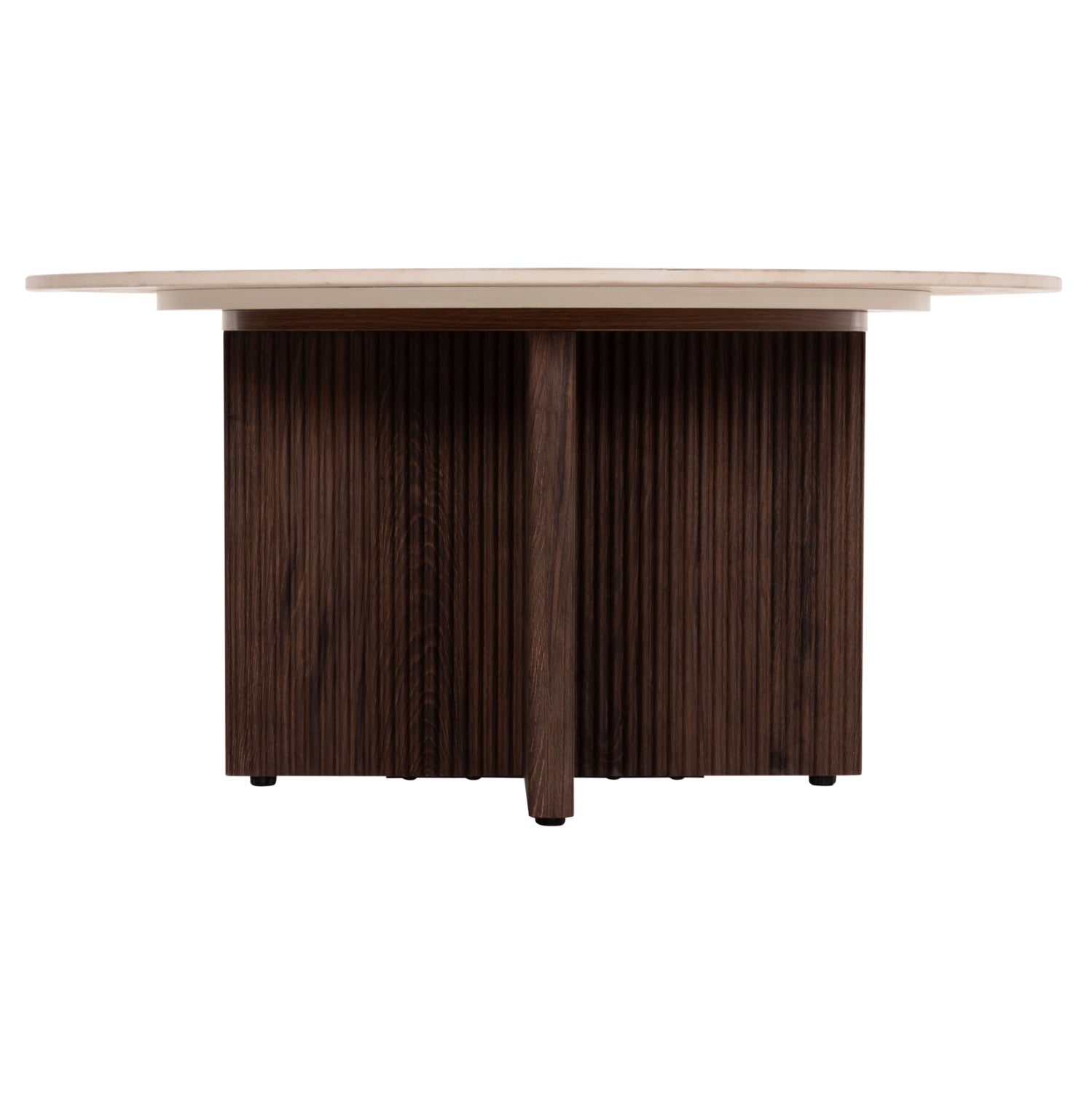 COFFEE TABLE SKY HM18329 CERAMIC TOP WITH TRAVERTINE STONE LOOK--MDF BASE Φ80x40H