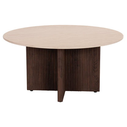 COFFEE TABLE SKY HM18329 CERAMIC TOP WITH TRAVERTINE STONE LOOK--MDF BASE Φ80x40H