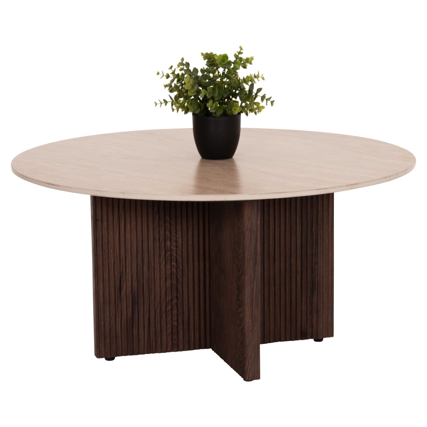 COFFEE TABLE SKY HM18329 CERAMIC TOP WITH TRAVERTINE STONE LOOK--MDF BASE Φ80x40H