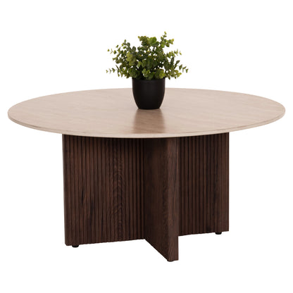 COFFEE TABLE SKY HM18329 CERAMIC TOP WITH TRAVERTINE STONE LOOK--MDF BASE Φ80x40H