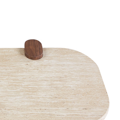 COFFEE TABLE ARDEN HM18435 MDF TOP IN TRAVERTINE STONE COLOR--MDF LEGS IN WALNUT 120x60x40Hcm.