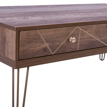 Coffee Table Kaitlyn HM8651 Walnut with gold 110x59x42,5 cm.