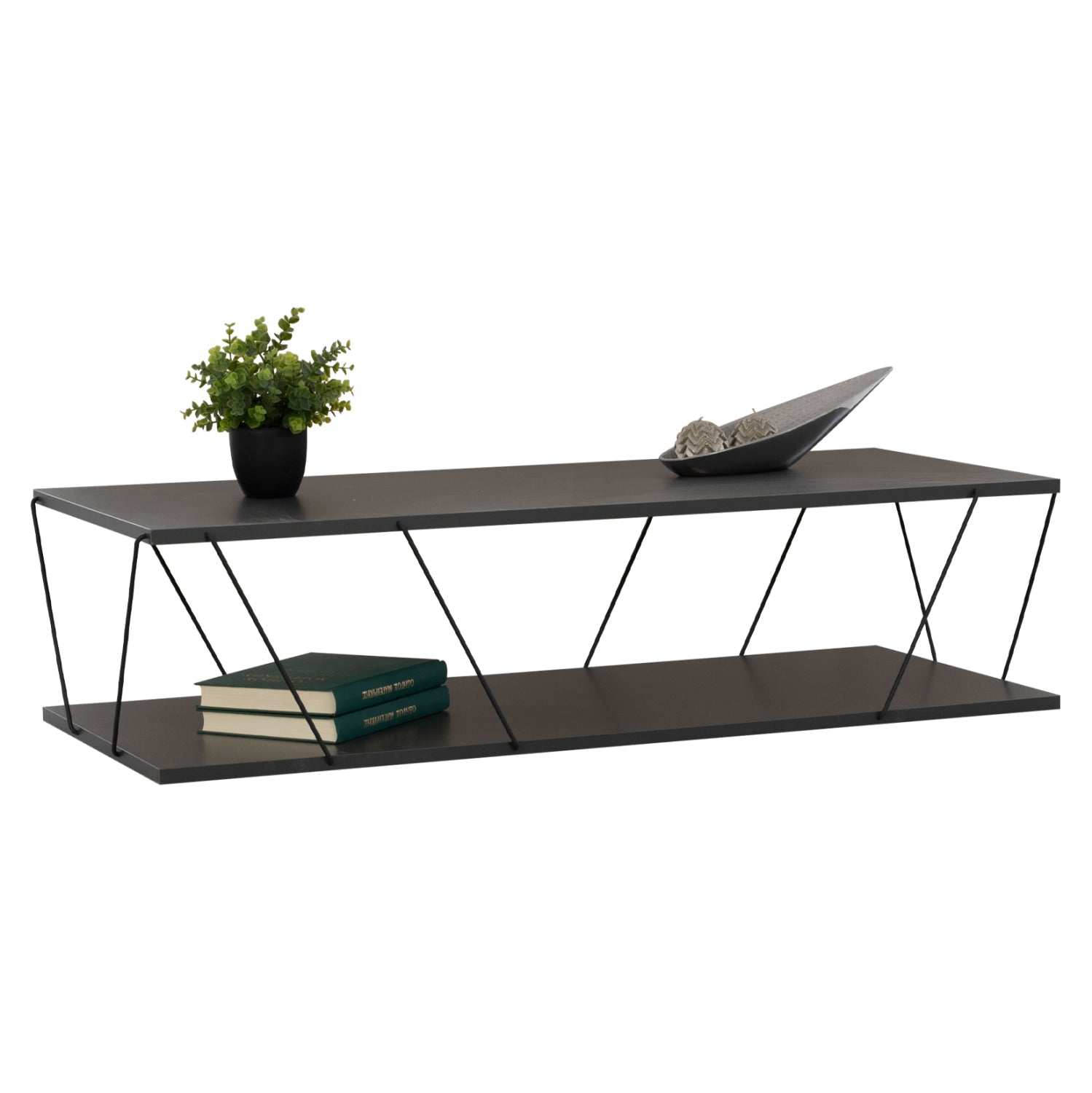 COFFEE TABLE TARS HM8927.20 GREY MELAMINE-BLACK METAL RODS 120Χ50Χ30Hcm.