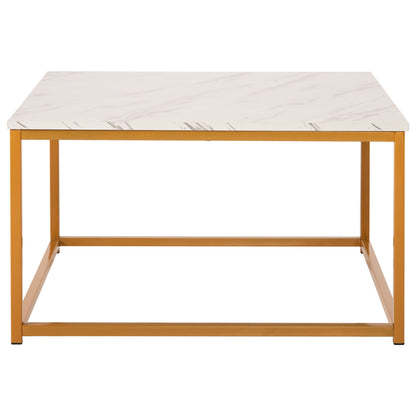 COFFEE TABLE BRAYLEN HM8942.11 MELAMINE WHITE MARBLE LOOK-GOLD BASE 75x75x43Hcm.