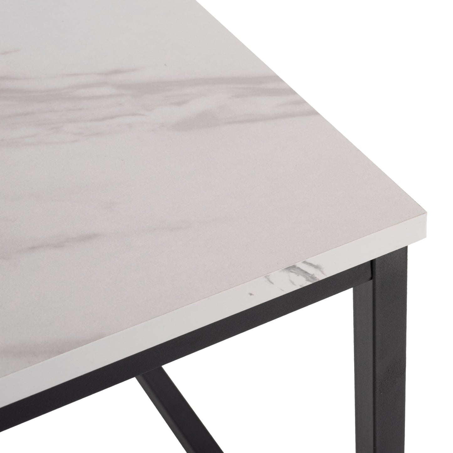 COFFEE TABLE BRAYLEN HM8942.12 SQUARE MELAMINE IN WHITE MARBLE LOOK- BLACK BASE 75x75x43Hcm.