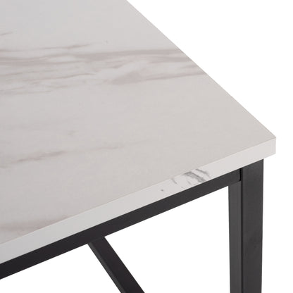 COFFEE TABLE BRAYLEN HM8942.12 SQUARE MELAMINE IN WHITE MARBLE LOOK- BLACK BASE 75x75x43Hcm.