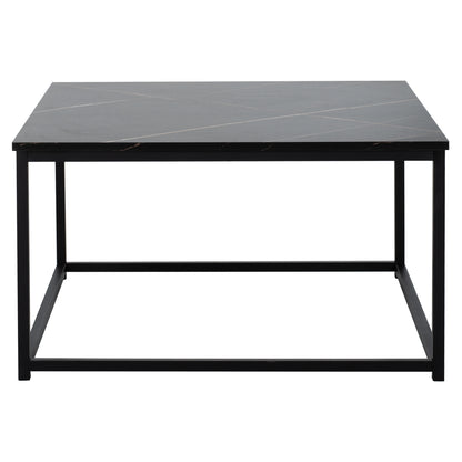 COFFEE TABLE BRAYLEN HM8942.13 SQUARE WITH MELAMINE BLACK MARBLE LOOK 75x75x43Hcm.