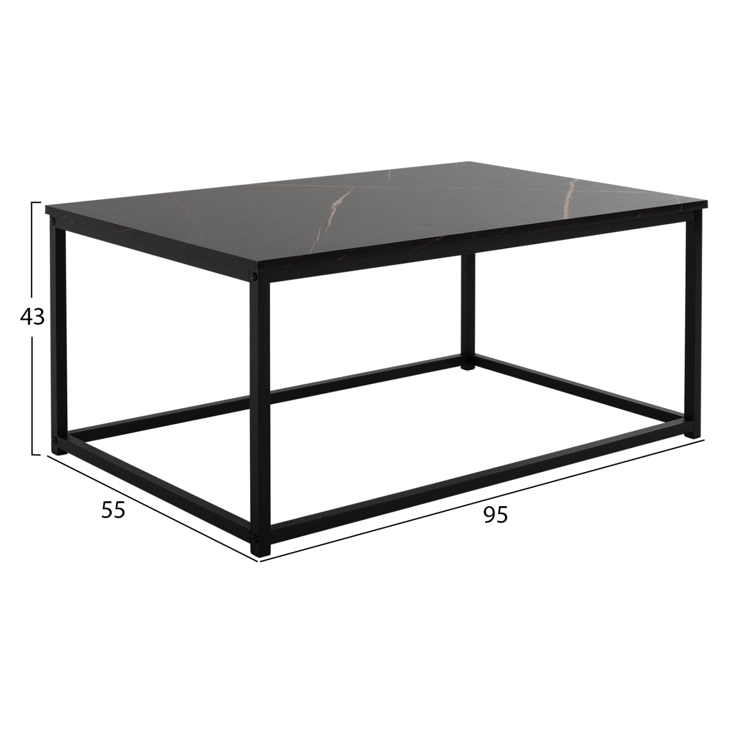 COFFEE TABLE SAFFRON HM8975.13 MELAMINE BLACK MARBLE LOOK 95Χ55Χ43Hcm.