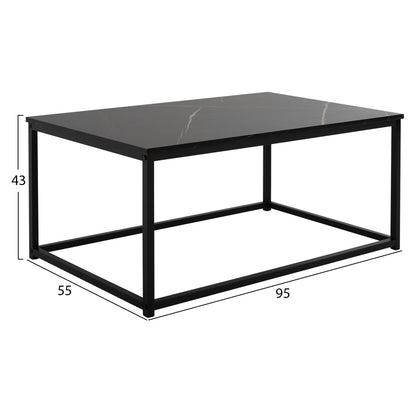 COFFEE TABLE SAFFRON HM8975.13 MELAMINE BLACK MARBLE LOOK 95Χ55Χ43Hcm.