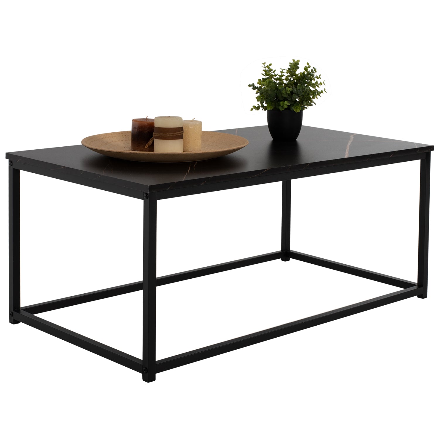 COFFEE TABLE SAFFRON HM8975.13 MELAMINE BLACK MARBLE LOOK 95Χ55Χ43Hcm.
