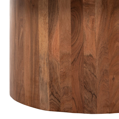 COFFEE TABLE FORMEL HM9671 ACACIA WOOD IN NATURAL-WHITE MARBLE TOP Φ100x40Hcm.