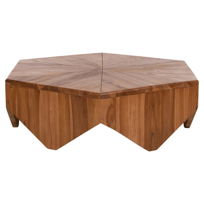 COFFEE TABLE HEXAGON HM9790 TEAK WOOD IN NATURAL  114x99x34Hcm.