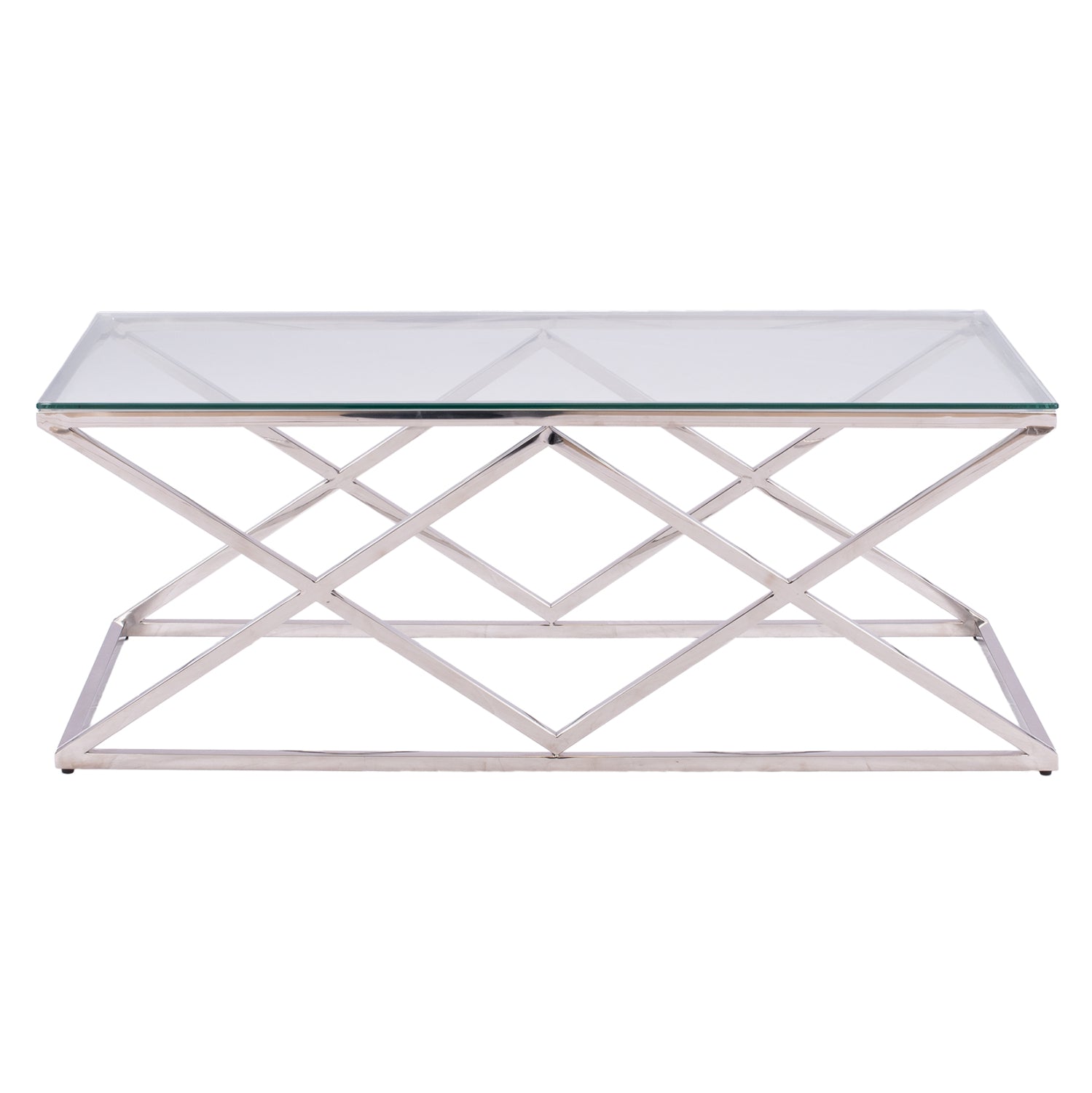 COFFEE TABLE HOLLAND HM8624.01 WITH GLASS AND CHROME BASE 120X60Χ45 EK.
