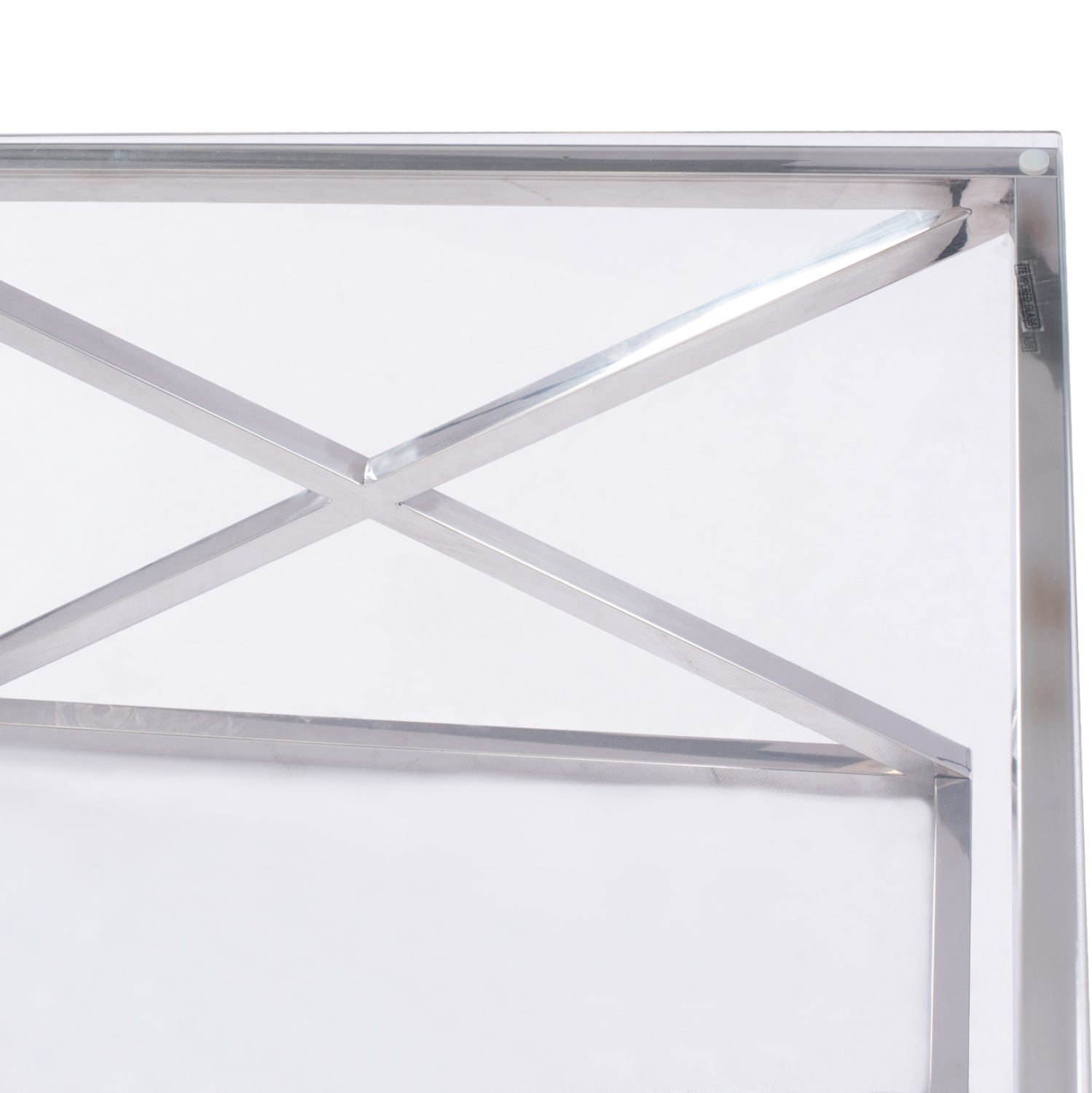 COFFEE TABLE HOLLAND HM8624.01 WITH GLASS AND CHROME BASE 120X60Χ45 EK.