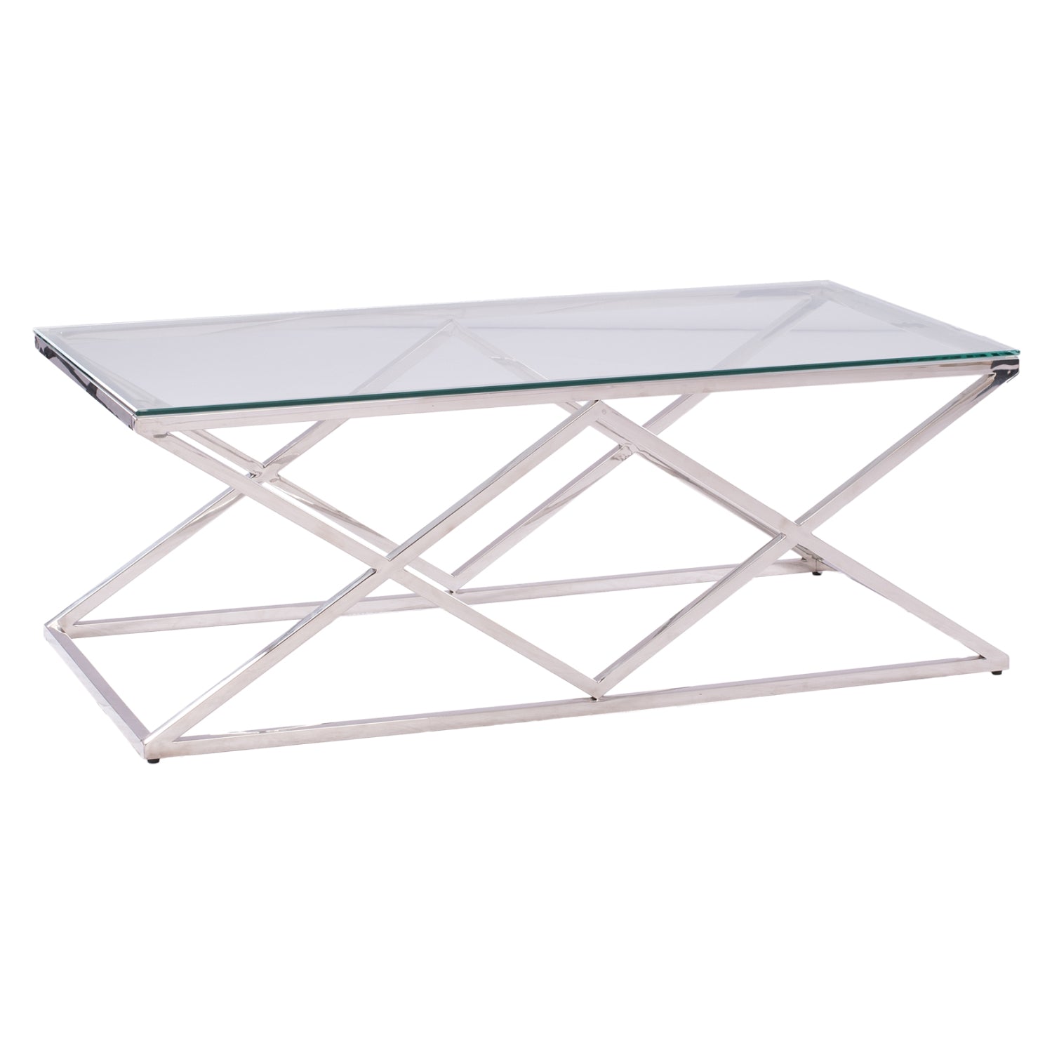 COFFEE TABLE HOLLAND HM8624.01 WITH GLASS AND CHROME BASE 120X60Χ45 EK.
