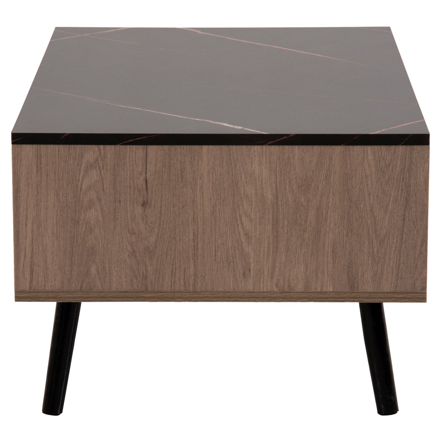 COFFEE TABLE WITH SHELF GUNNEZ HM9036.21 WALNUT & BLACK MARBLE LOOK 90x54x38.5H cm.