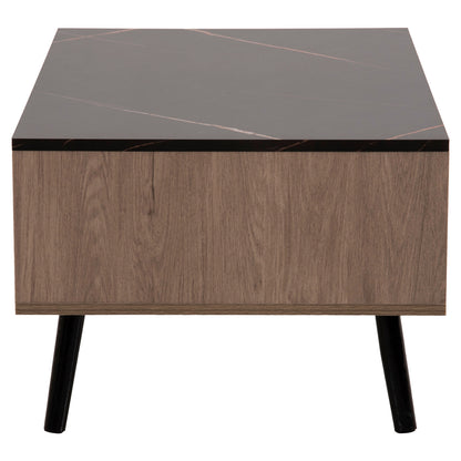 COFFEE TABLE WITH SHELF GUNNEZ HM9036.21 WALNUT & BLACK MARBLE LOOK 90x54x38.5H cm.