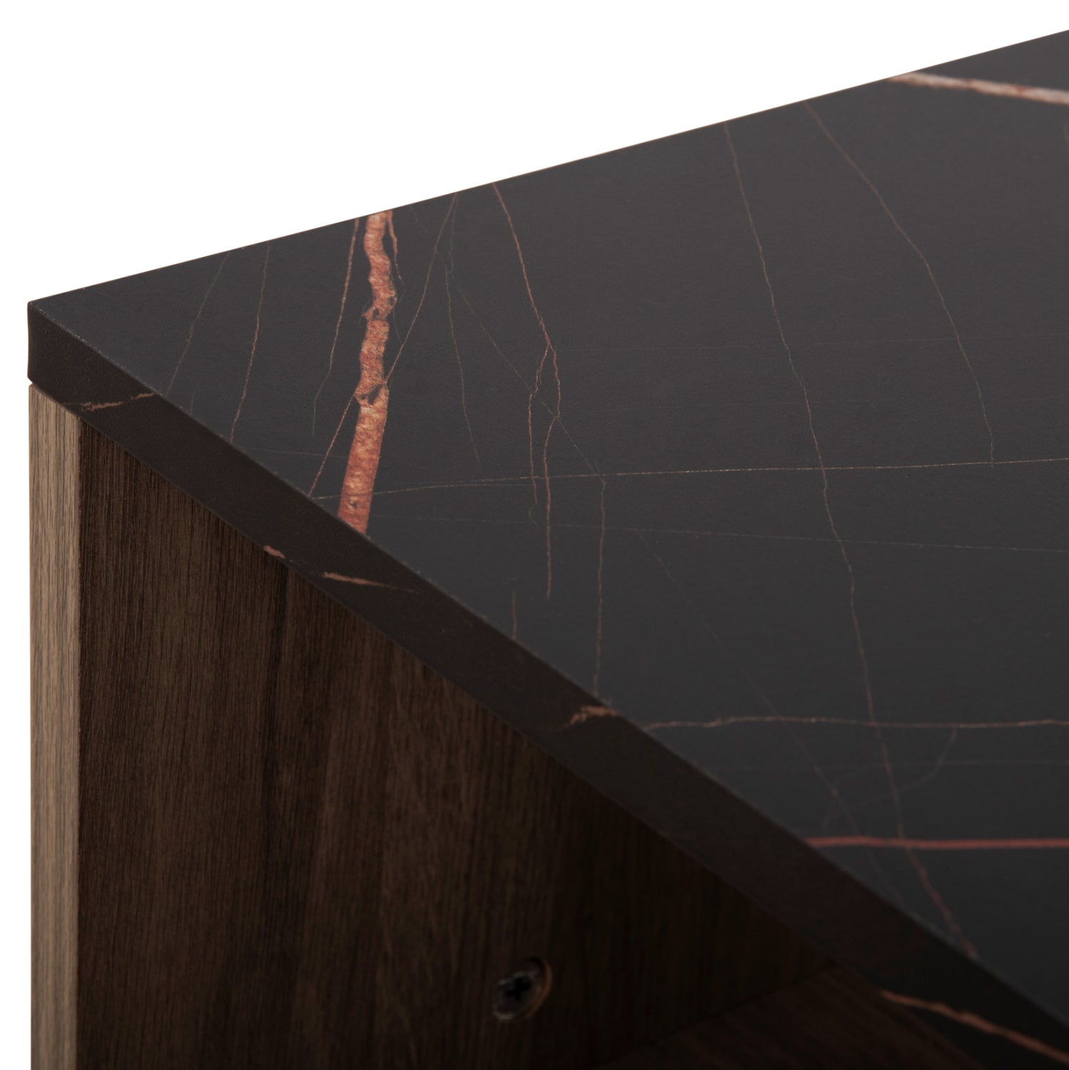 COFFEE TABLE WITH SHELF GUNNEZ HM9036.21 WALNUT & BLACK MARBLE LOOK 90x54x38.5H cm.