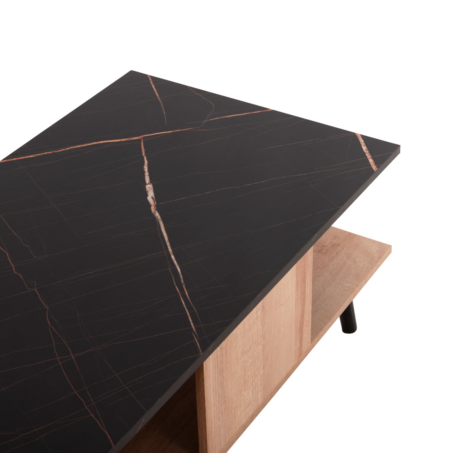 COFFEE TABLE WITH SHELF GUNNEZ HM9036.22 OAK-BLACK MARBLE LOOK 90x54x38,5H cm.