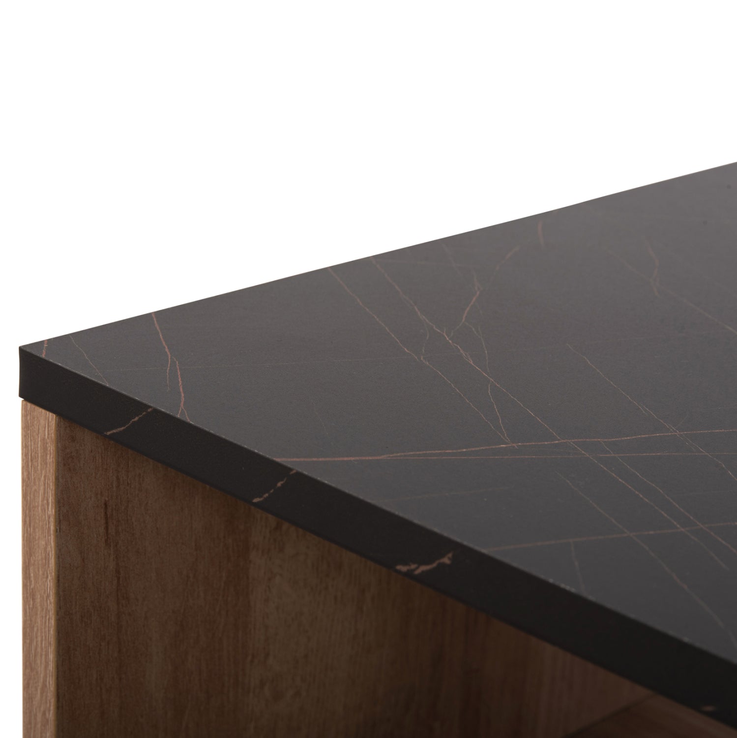 COFFEE TABLE WITH SHELF GUNNEZ HM9036.22 OAK-BLACK MARBLE LOOK 90x54x38,5H cm.