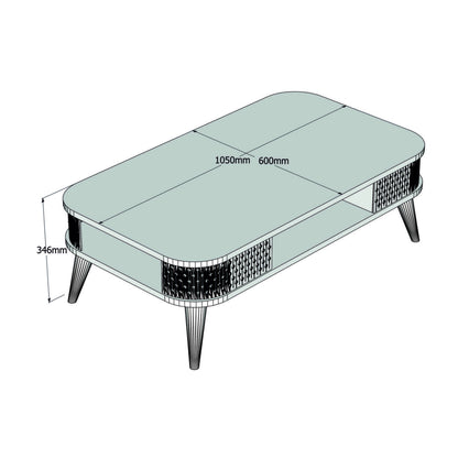COFFEE TABLE MELAMINE HM9501.03 IN WHITE-WALNUT COLOR 105x60x34.6Hcm.