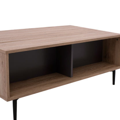 COFFEE TABLE MARGARIT LIFTABLE MELAMINE IN OAK-GREY COLOR 100x58x39-53Ycm.HM8677.11