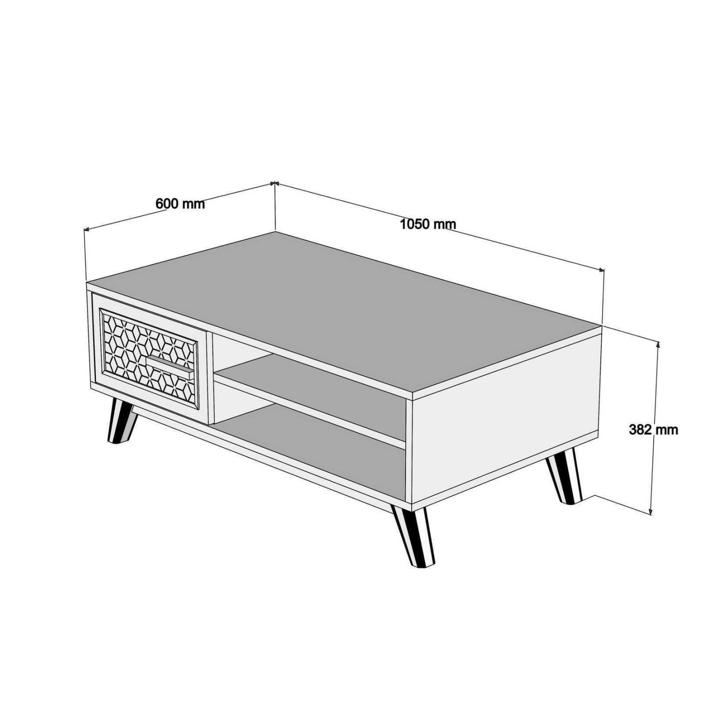 COFFEE TABLE MELAMINE IN WALNUT COLOR WITH BLUE CABINET DOOR HM9497.02 105x60x38,2Hcm.