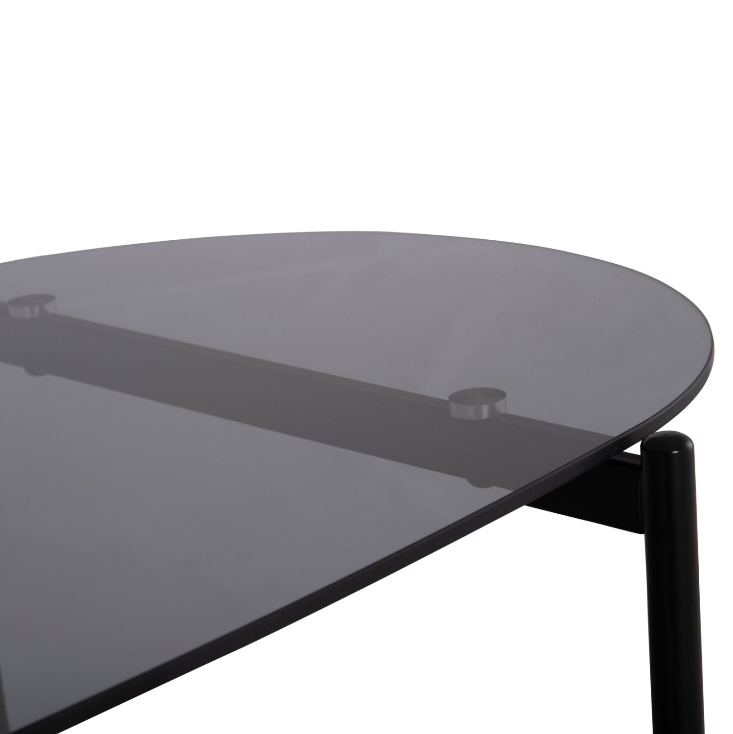 COFFEE TABLE OVAL KITTY HM18040 SEMI-BLACK GLASS TOP-GREY MARBLE MELAMINE 110x50x43Hcm.