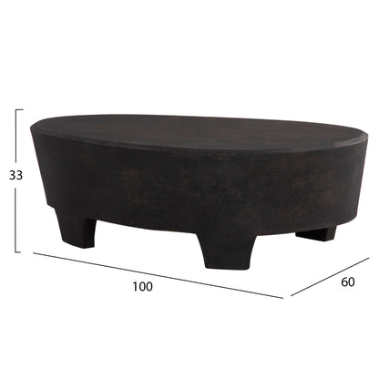COFFEE TABLE OVAL SERIES SANTORINI FB918066 MDF IN BLACK COLOR 100x60x33Hcm.