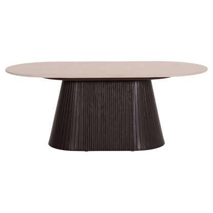 COFFEE TABLE OVAL CATER HM18321 CERAMIC TOP WITH TRAVERTINE STONE LOOK--MDF BASE 120x60x46H