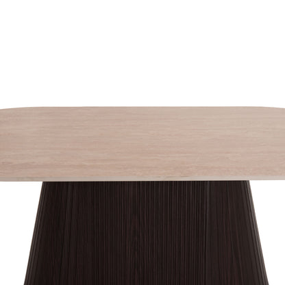 COFFEE TABLE OVAL CATER HM18321 CERAMIC TOP WITH TRAVERTINE STONE LOOK--MDF BASE 120x60x46H