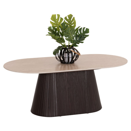 COFFEE TABLE OVAL CATER HM18321 CERAMIC TOP WITH TRAVERTINE STONE LOOK--MDF BASE 120x60x46H