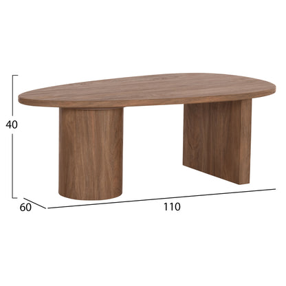 COFFEE TABLE OVAL ALPER HM18327 MDF IN SONAMA COLOR 110x60x40Hcm.