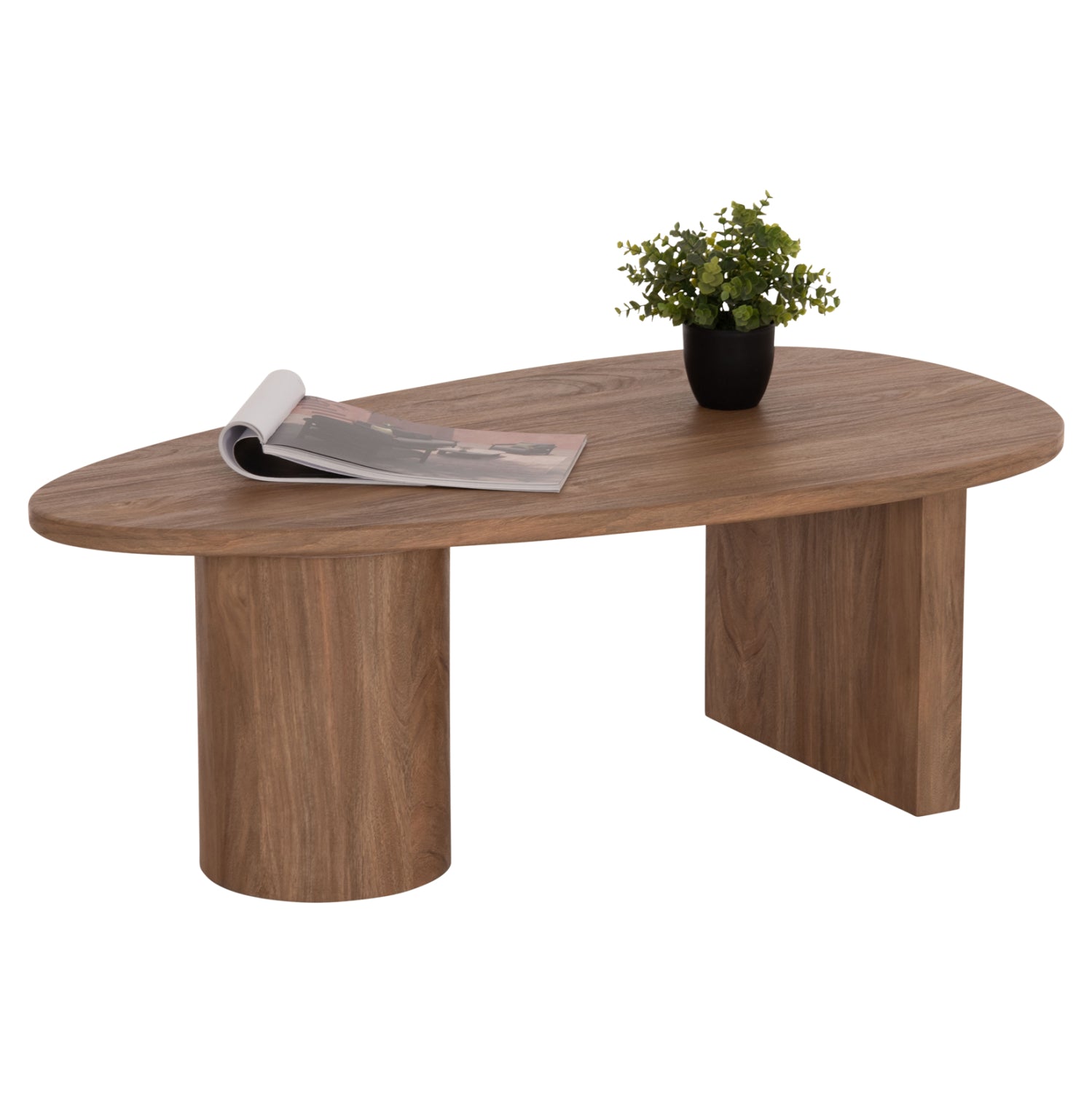 COFFEE TABLE OVAL ALPER HM18327 MDF IN SONAMA COLOR 110x60x40Hcm.