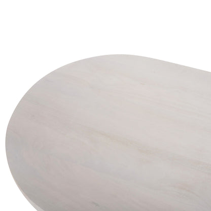 COFFEE TABLE OVAL HONKY HM9691 SOLID MANGO WOOD IN WHITE 120x60x40Hcm.